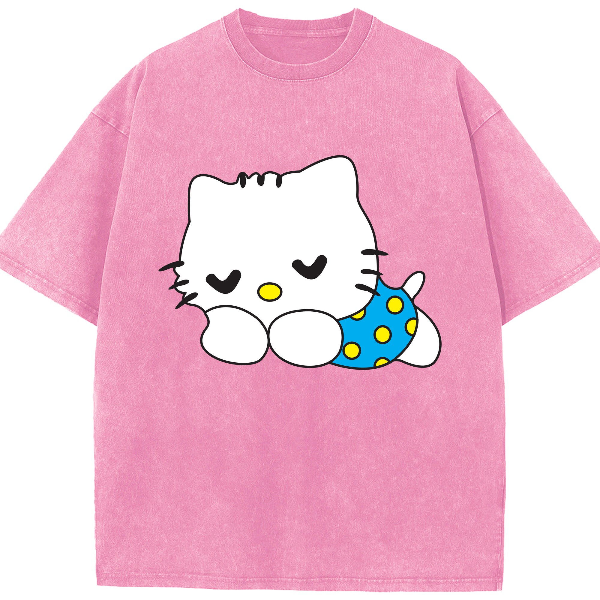 （画像用） Hello Kitty ハローキティ 綿100% ヴィンテージ風 半袖Tシャツ（フロントプリント）